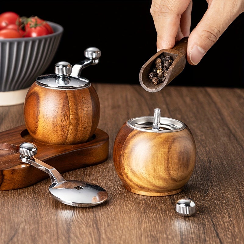PETO 1 Piece Wooden Manual Pepper Grinder - Hand-Crank Salt & Black Pepper Mill for BBQ, Frying & Dressings - Image 4