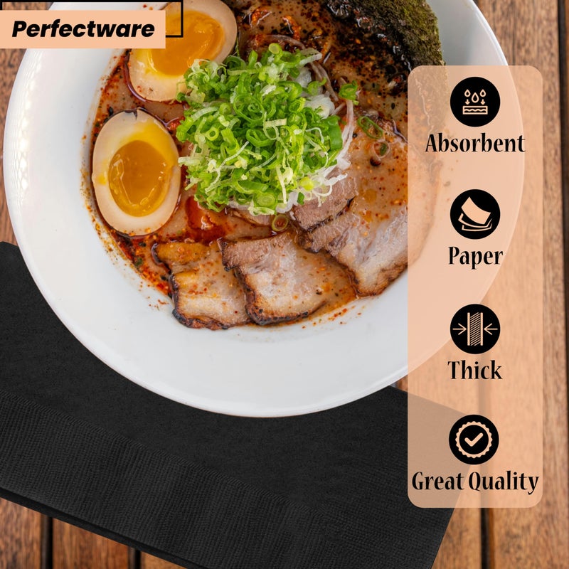 Perfectware 2 Ply Black Dinner Napkins - Pack of 50ct - Image 3