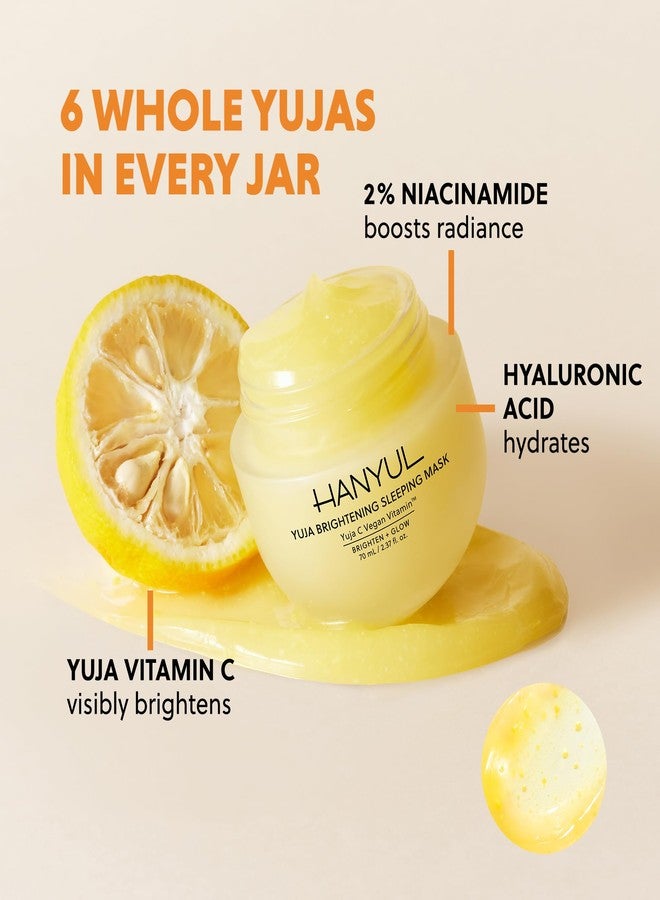 Hanyul Yuja Sleeping Mask | Korean Yuzu Night Cream, Vitamin C for Glow, Radiance, Brightening, Vegan Hydrating Overnight Moisturizer with Hyaluronic Acid, Niacinamide & Antioxidants 2.37 fl. oz. - Image 3