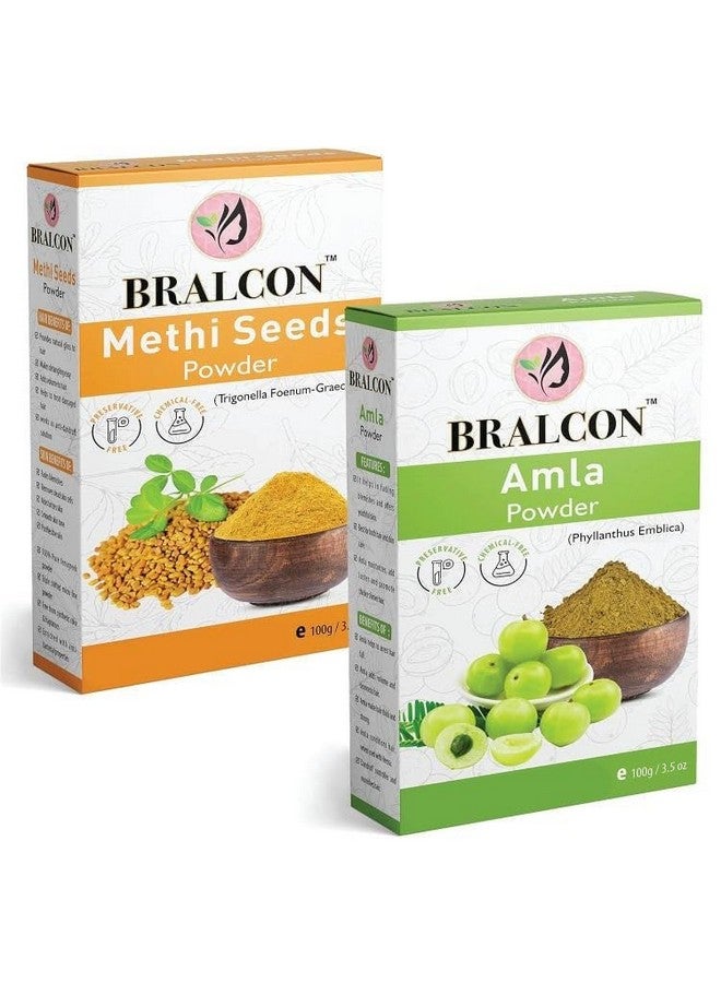 BRALCON Methi Seeds, Amla Combo |Fenugreek Seeds, Gooseberry Powder | Face Pack And Hair Growth|Pack of 2 | 200gm - Image 1