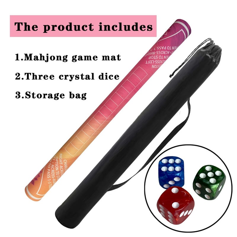Pittera Mahjong mat for Table/31.5lnch/American Mahjong Table Cloth with Rules mats with Drawstring Bag,Noise ReductionAnti-Slip Game mat for Table,for Mahiona/PokerBoard Games/Card Games (Light purple) - Image 4
