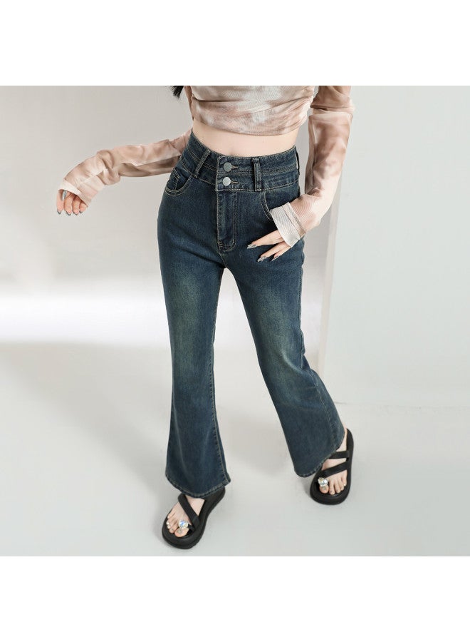 Hstyle High-waisted Slim Flare Pants - Comfortable & Slimming Vintage American Style Women's Jeans (spring/autumn Collection) - Image 5