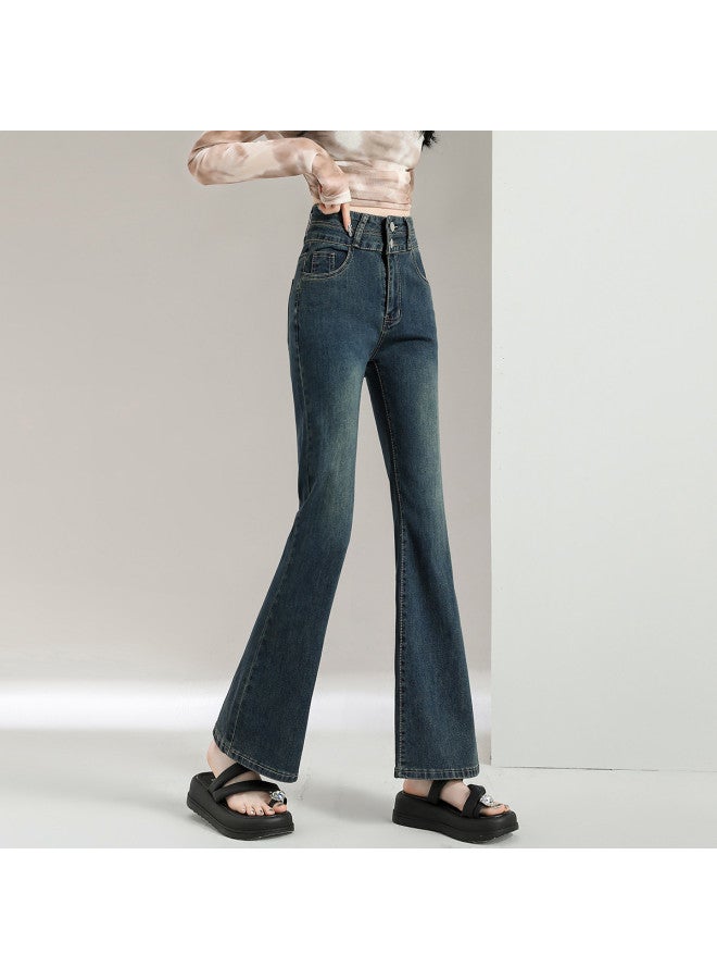 Hstyle High-waisted Slim Flare Pants - Comfortable & Slimming Vintage American Style Women's Jeans (spring/autumn Collection) - Image 3