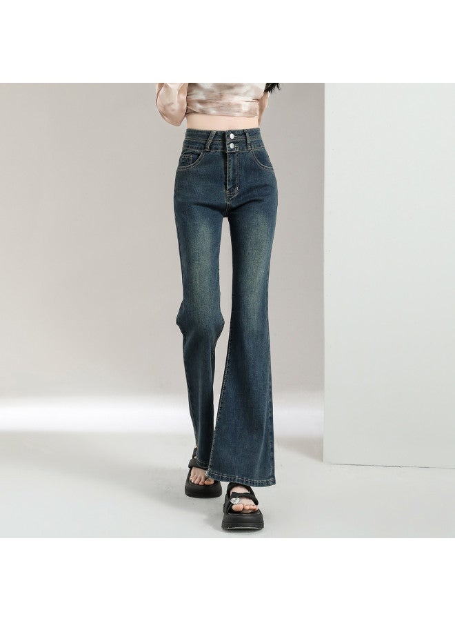 Hstyle High-waisted Slim Flare Pants - Comfortable & Slimming Vintage American Style Women's Jeans (spring/autumn Collection) - Image 4