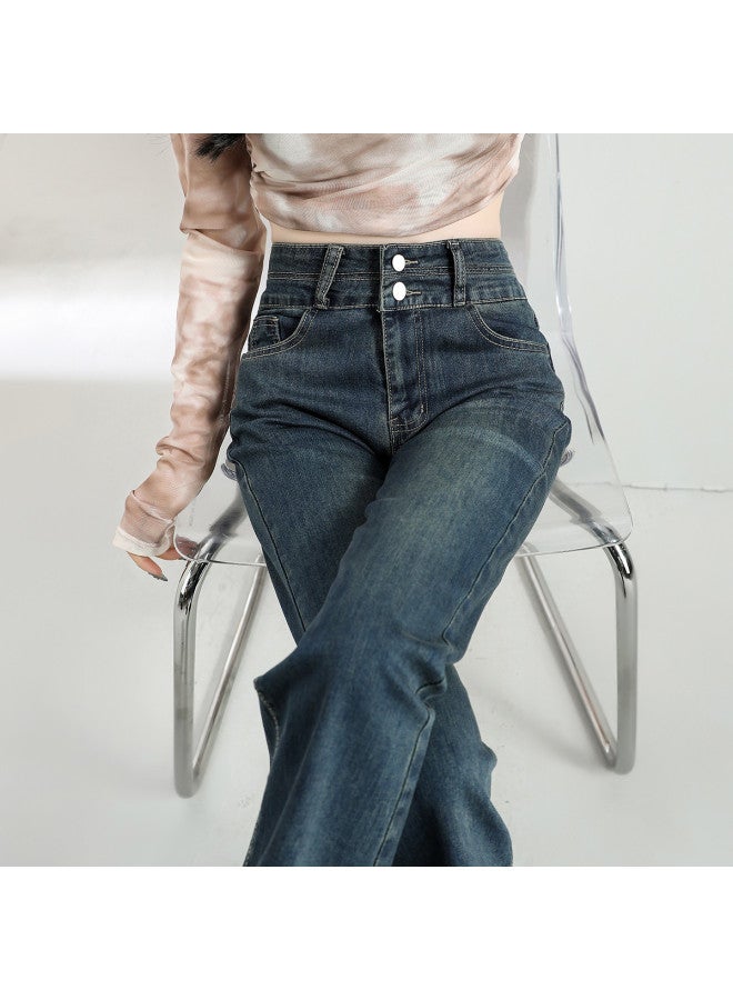 Hstyle High-waisted Slim Flare Pants - Comfortable & Slimming Vintage American Style Women's Jeans (spring/autumn Collection) - Image 2