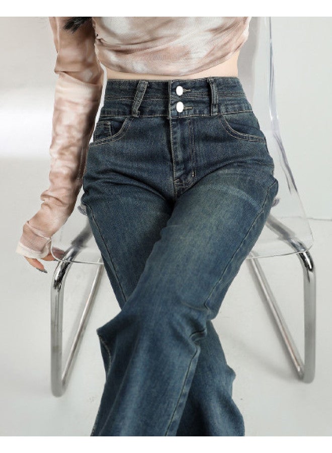 Hstyle High-waisted Slim Flare Pants - Comfortable & Slimming Vintage American Style Women's Jeans (spring/autumn Collection) - Image 1