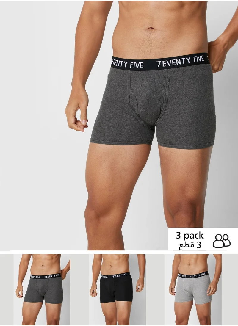 Seventy Five Basics 3 Pack  Waist Band Trunks with Antibacterial Finis