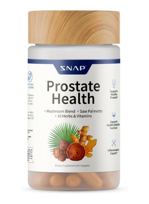 Prostate Health Support Supplement - With Mushroom Blend, Saw Palmetto, 10 Plants & Vitamins, Natural Prostate Supplements for Men, Dietary Supplement (90 Capsules)
