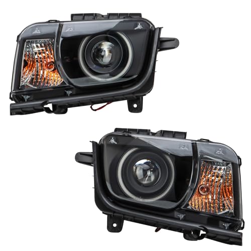 TRQ مجموعة تجميع المصابيح الأمامية TRQ - مصابيح السائق والراكب - هالوجين متوافقة مع شيفروليه كامارو 2010-2013 GM2502346 GM2503346 - Image 1