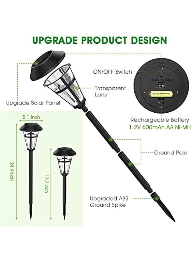 أضواء ممرات شمسية خارجية، مجموعة 6 قطع بحجم أكبر، أضواء حديقة شمسية متغيرة الألوان/بيضاء دافئة، أضواء مناظر طبيعية تعمل بالطاقة الشمسية ومقاومة للماء للممرات والطرق والساحات - Image 5