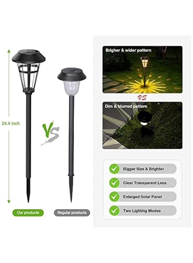 أضواء ممرات شمسية خارجية، مجموعة 6 قطع بحجم أكبر، أضواء حديقة شمسية متغيرة الألوان/بيضاء دافئة، أضواء مناظر طبيعية تعمل بالطاقة الشمسية ومقاومة للماء للممرات والطرق والساحات - Image 2