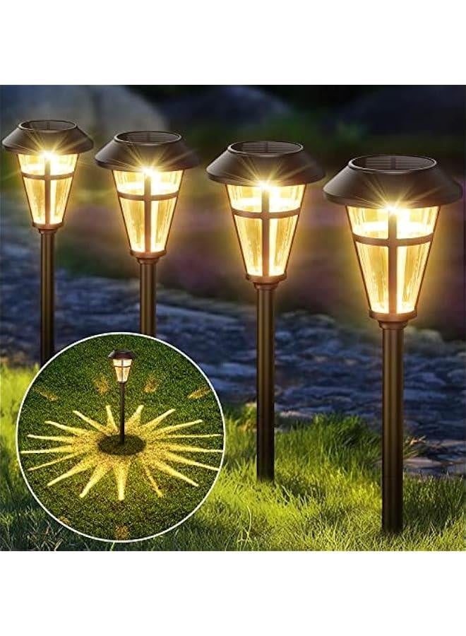 أضواء ممرات شمسية خارجية، مجموعة 6 قطع بحجم أكبر، أضواء حديقة شمسية متغيرة الألوان/بيضاء دافئة، أضواء مناظر طبيعية تعمل بالطاقة الشمسية ومقاومة للماء للممرات والطرق والساحات - Image 1