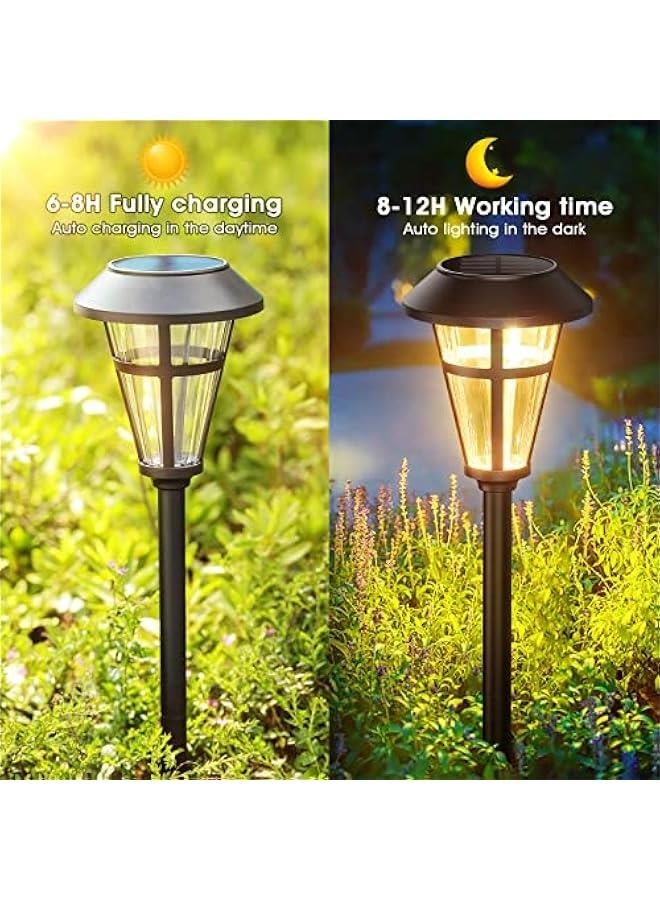 أضواء ممرات شمسية خارجية، مجموعة 6 قطع بحجم أكبر، أضواء حديقة شمسية متغيرة الألوان/بيضاء دافئة، أضواء مناظر طبيعية تعمل بالطاقة الشمسية ومقاومة للماء للممرات والطرق والساحات - Image 3