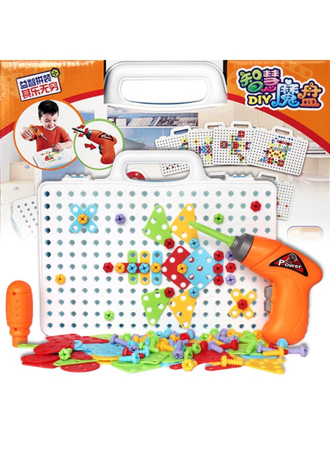 Children's Electric Drill Nut Disassembly And Assembly Pairing Combination Three-dimensional Jigsaw Puzzle Tool Table Hands-on Screw Educational Toys-Color:Screw Puzzle Building Blocks Animal (including Electric Drill) - Image 3