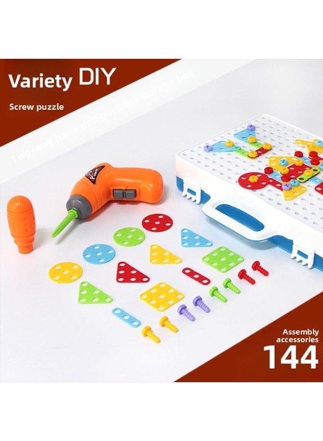 Children's Electric Drill Nut Disassembly And Assembly Pairing Combination Three-dimensional Jigsaw Puzzle Tool Table Hands-on Screw Educational Toys-Color:Screw Puzzle Building Blocks Animal (including Electric Drill) - Image 4