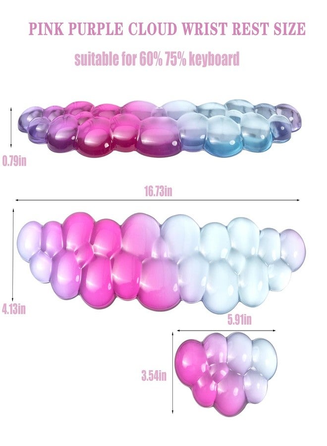 Sumgsn Ergonomic Cloud Silicone Gel Keyboard and Mouse Wrist Rest Set - Clear Wrist Rest for Keyboard 60%/68%/75%, Comfort & Support for Typing and Gaming (Pink Blue) - Image 2