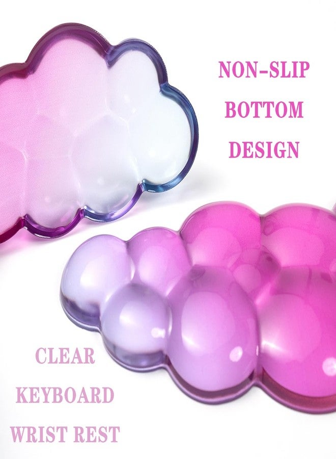 Sumgsn Ergonomic Cloud Silicone Gel Keyboard and Mouse Wrist Rest Set - Clear Wrist Rest for Keyboard 60%/68%/75%, Comfort & Support for Typing and Gaming (Pink Blue) - Image 3