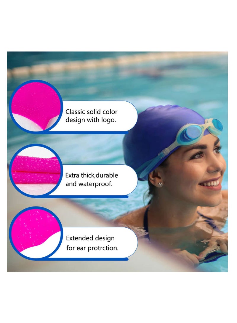 Extra Large Swimming Cap for Long Hair - Waterproof Silicone Cap with Ear Cover - Suitable for Women, Girls, Men, and Adults - Perfect for Long, Thick, Curly Hair, Dreadlocks, Weaves, and Braids.