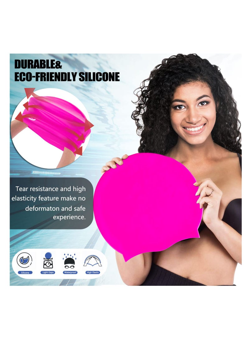 Extra Large Swimming Cap for Long Hair - Waterproof Silicone Cap with Ear Cover - Suitable for Women, Girls, Men, and Adults - Perfect for Long, Thick, Curly Hair, Dreadlocks, Weaves, and Braids.