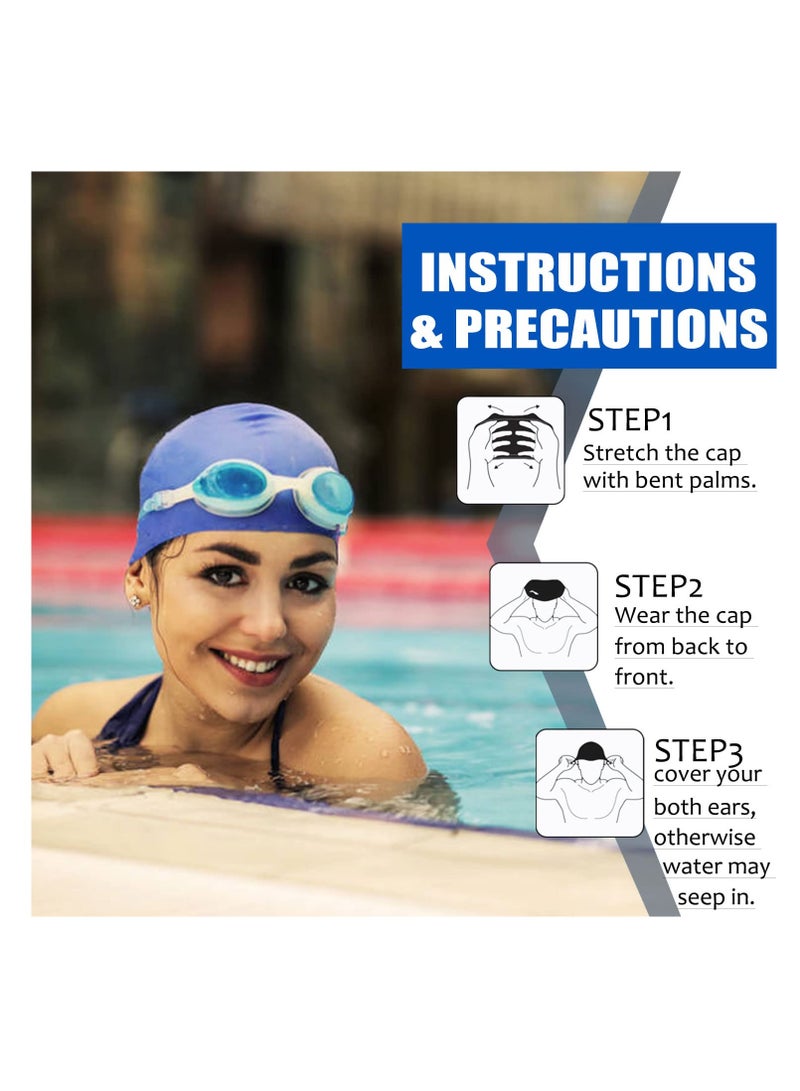 Extra Large Swimming Cap for Long Hair - Waterproof Silicone Cap with Ear Cover - Suitable for Women, Girls, Men, and Adults - Perfect for Long, Thick, Curly Hair, Dreadlocks, Weaves, and Braids.