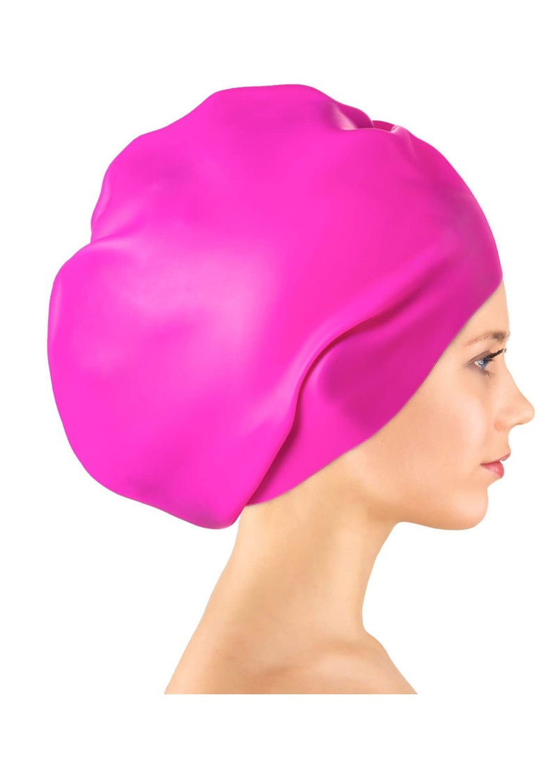 Extra Large Swimming Cap for Long Hair - Waterproof Silicone Cap with Ear Cover - Suitable for Women, Girls, Men, and Adults - Perfect for Long, Thick, Curly Hair, Dreadlocks, Weaves, and Braids.
