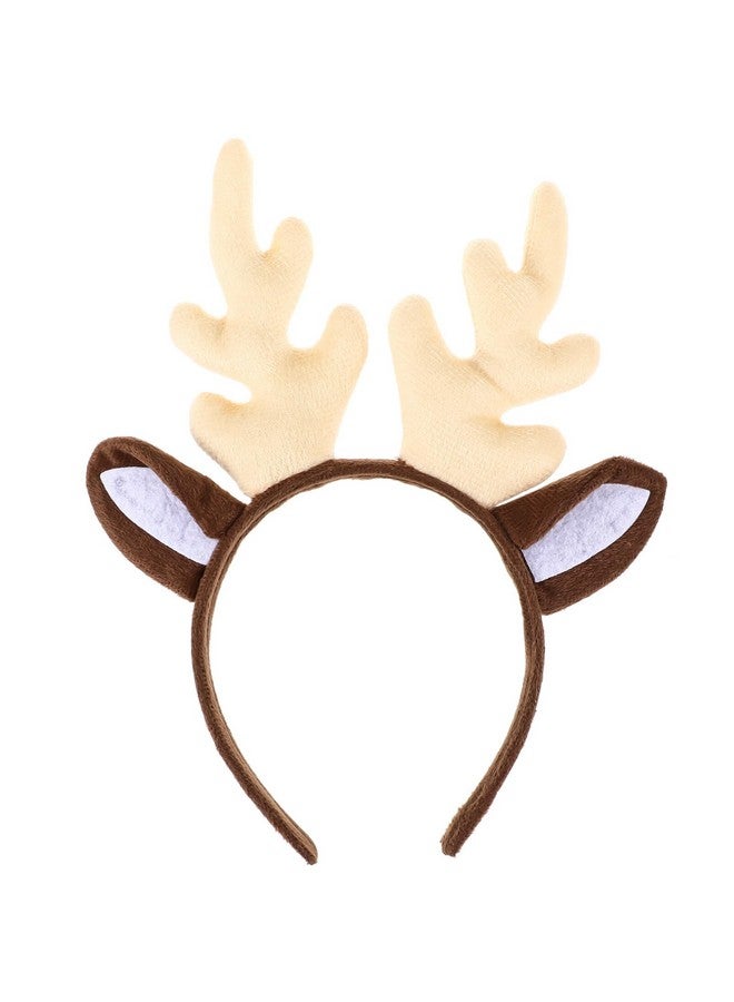 Amosfun Reindeer Antler Hair Hoop Christmas Elk Headband Headwear For Christmas Birthday Costume Party (Milk White) - Image 1