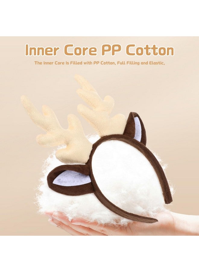 Amosfun Reindeer Antler Hair Hoop Christmas Elk Headband Headwear For Christmas Birthday Costume Party (Milk White) - Image 2