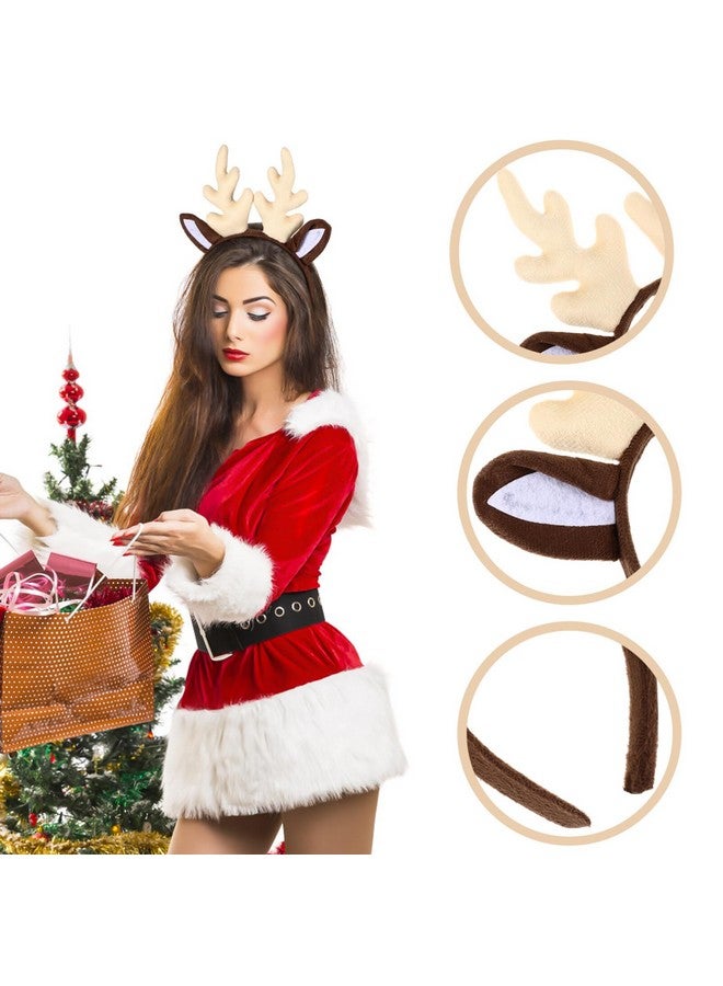 Amosfun Reindeer Antler Hair Hoop Christmas Elk Headband Headwear For Christmas Birthday Costume Party (Milk White) - Image 5