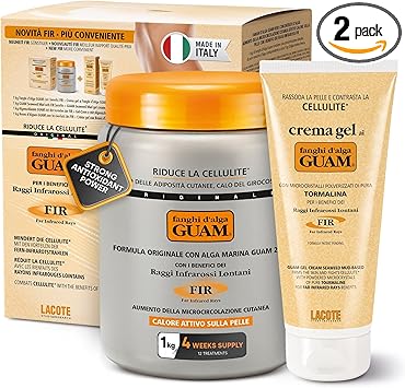 guam GUAM FIR Seaweed Mud Anti Cellulite Treatment Tourmaline Cellulite Cream Gel Set Body Leg Tummy Tightening Duo 1kg Hot Body Warp Cellulite Remover 250ml Slimming Mud Gel Skin Firming Cream - Image 1
