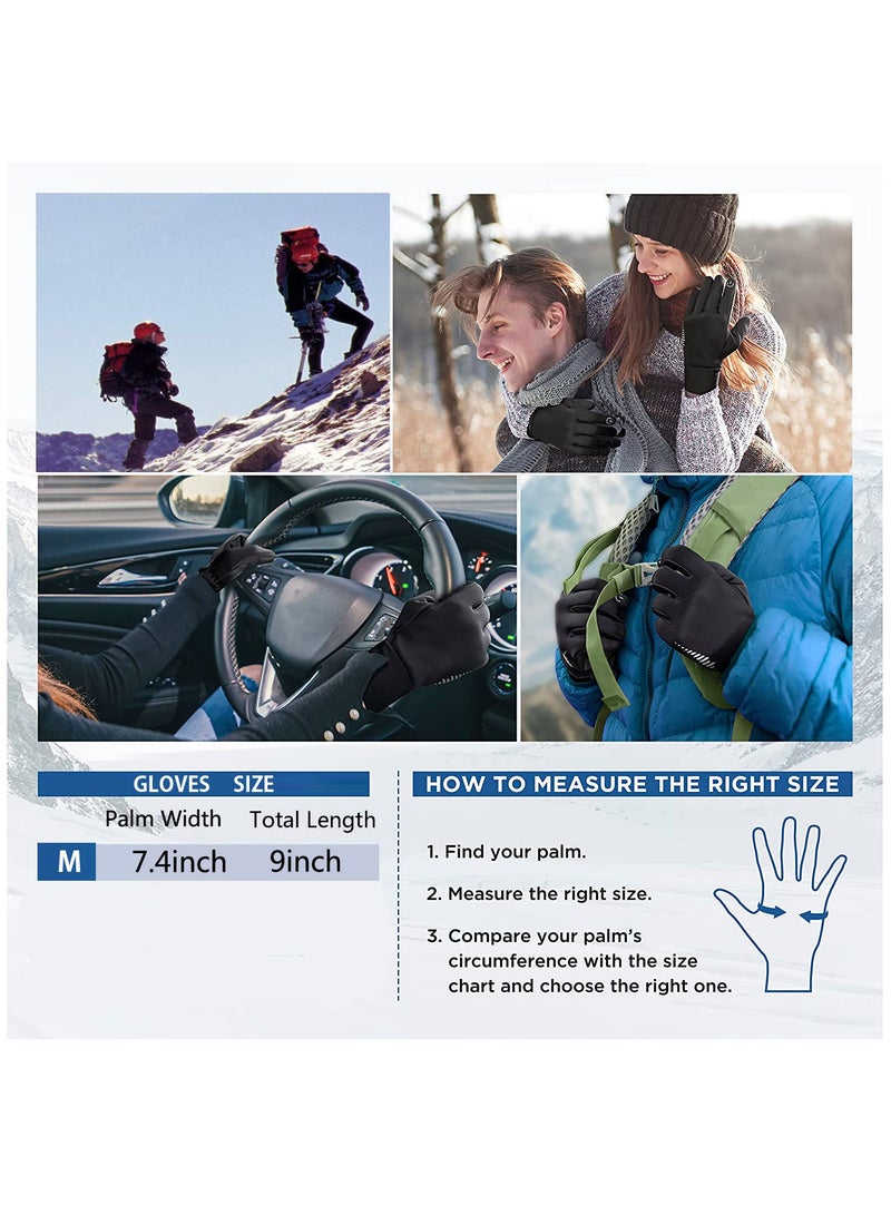 Zikra Winter Thermal Gloves, Windproof Water-Resistant Gloves Anti-slip Touch Screen Cycling Gloves for Men Women Hiking Climbing Riding Bike Outdoor Sports(M) - Image 5