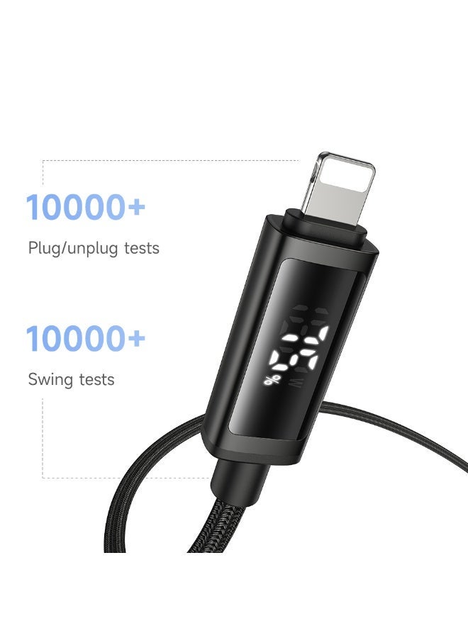 Mcdodo Dual LED Display iPhone USB-C to Lightning Cable 36W 1.2m – Fast Charging PD Data Sync Charger for iPhone 14 13 12 11, iPad, AirPods – Black - Image 3
