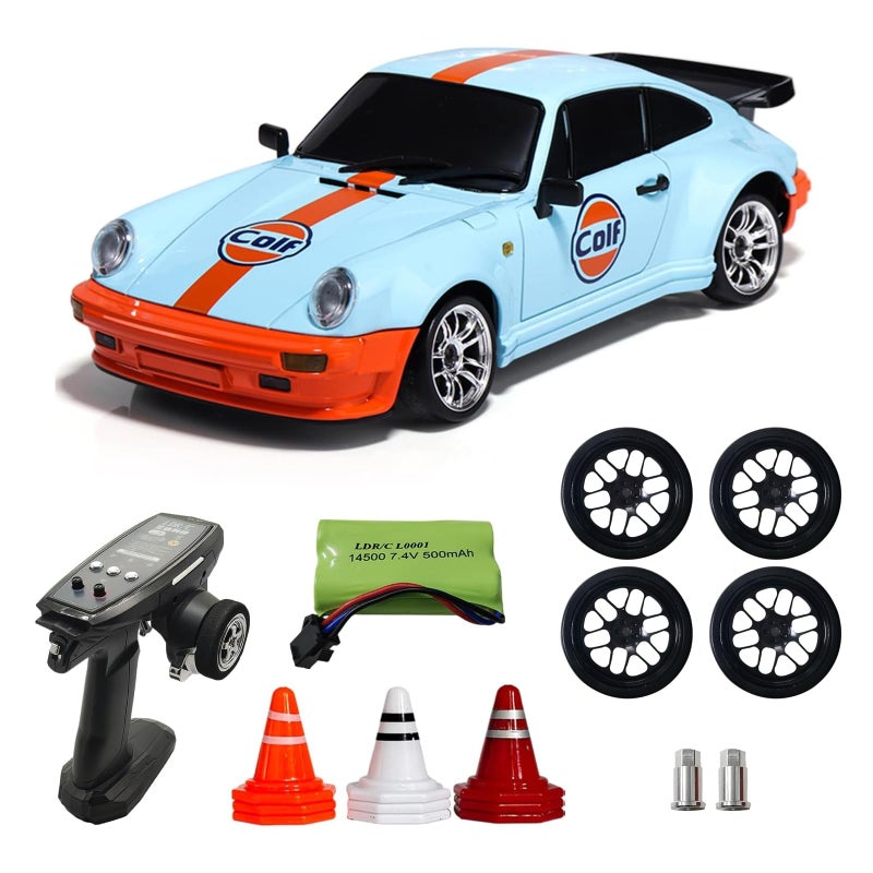 Skymaker Porsche 911 RC Drift Car 118 RWD Blue Metal Tires 24GHz Remote Gyro for Adults - Image 3