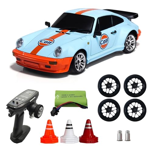 Skymaker Porsche 911 RC Drift Car 118 RWD Blue Metal Tires 24GHz Remote Gyro for Adults - Image 1
