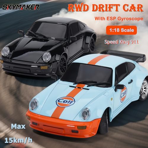 Skymaker Porsche 911 RC Drift Car 118 RWD Blue Metal Tires 24GHz Remote Gyro for Adults - Image 5