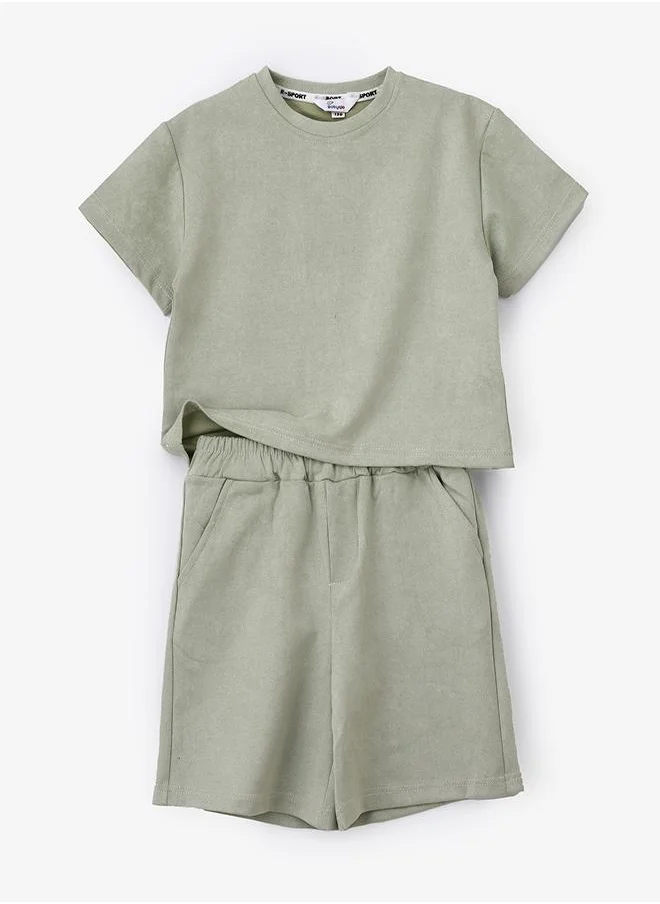 babyqlo Casual Pastel Green Shorts Set