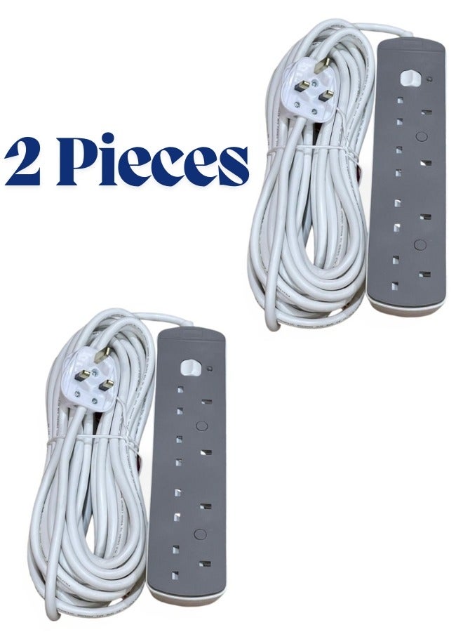 2 Pcs 10 Meter Power Strips Extension Cord | 4 Sockets Universal Plug Adapter with 10Meter Extra Long Cable Bold Extension Cable | Power Socket | Extension Board | Extension Cable | Extension Socket For Home ,Office ,Kitchen ,Travel And More ((10Meter)) - Image 1