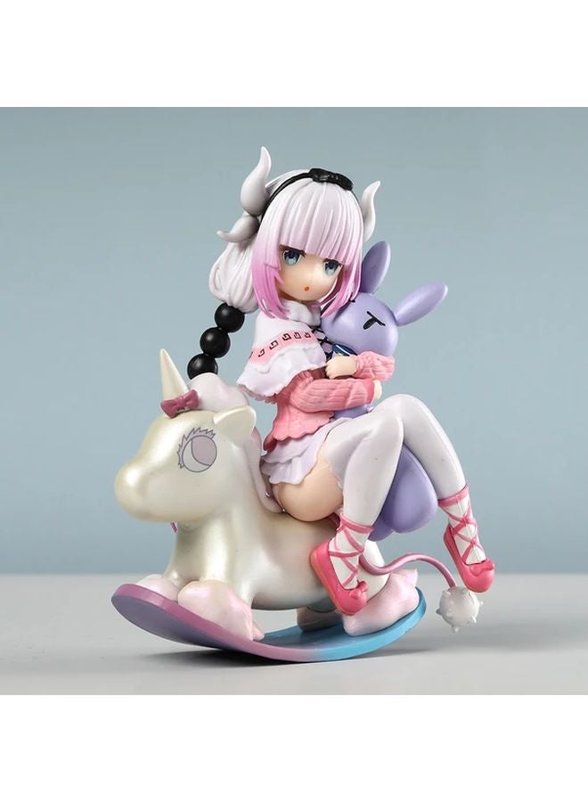 5.12 Inch Anime Girl on Unicorn Plush Statue PVC Collectible Figure Pink Hair Purple Accents Ideal Hobbyist Gift - Image 4