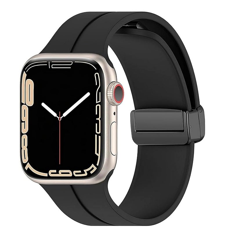 KACA Adjustable Magnetic Clasp Silicone Smart Watch Band Strap for iWatch Series SE 8 7 6 5 4 3 2 1 Compatible with Apple Watch 41mm 40mm 38mm (Black) - Image 5