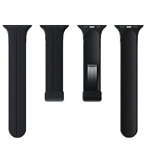 KACA Adjustable Magnetic Clasp Silicone Smart Watch Band Strap for iWatch Series SE 8 7 6 5 4 3 2 1 Compatible with Apple Watch 41mm 40mm 38mm (Black) - Image 3