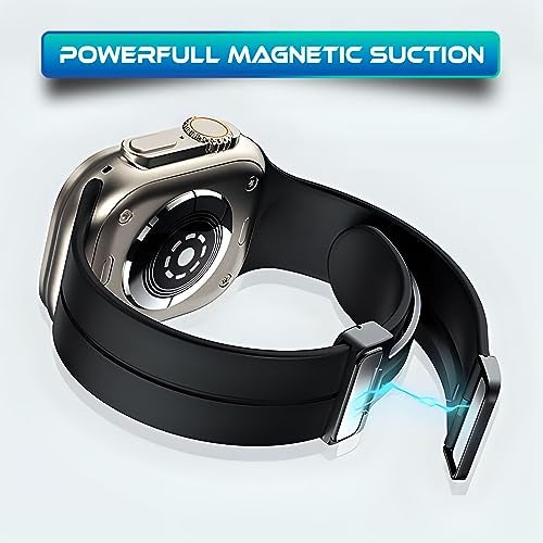 KACA Adjustable Magnetic Clasp Silicone Smart Watch Band Strap for iWatch Series SE 8 7 6 5 4 3 2 1 Compatible with Apple Watch 41mm 40mm 38mm (Black) - Image 2
