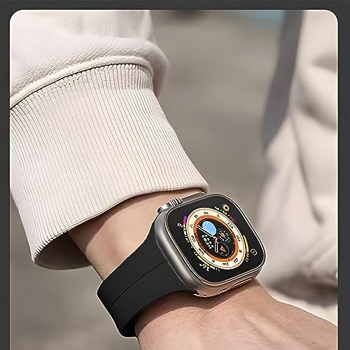KACA Adjustable Magnetic Clasp Silicone Smart Watch Band Strap for iWatch Series SE 8 7 6 5 4 3 2 1 Compatible with Apple Watch 41mm 40mm 38mm (Black) - Image 4