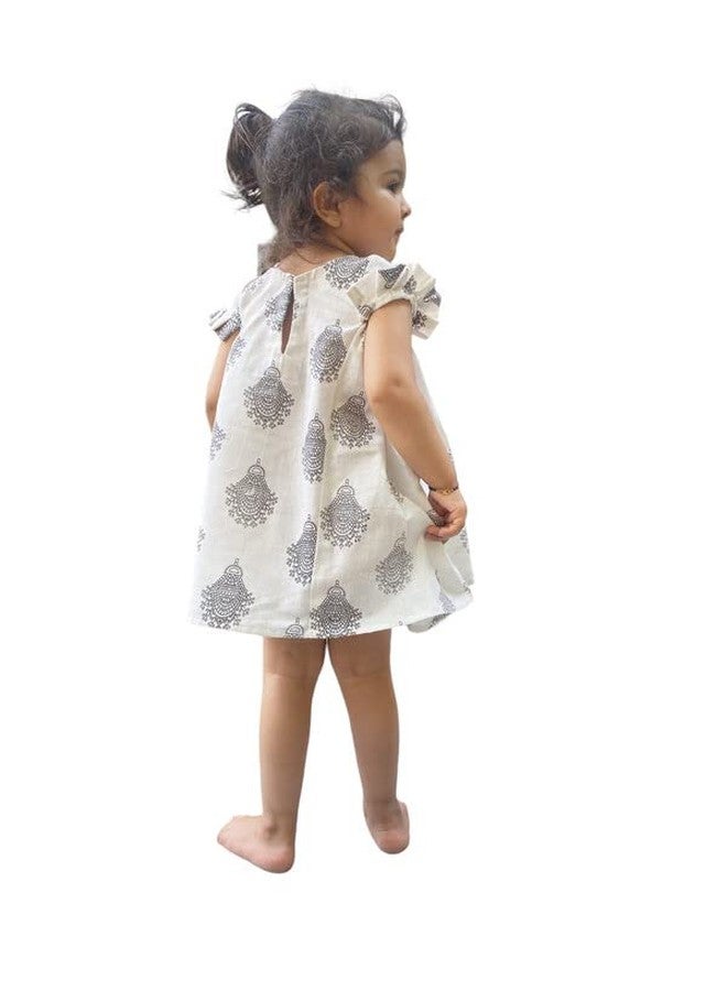 Aglare Cotton bandhni Frock,Frocks for Girls, Frocks for Kids, Frocks. Multi White - Image 3