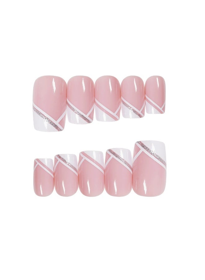 Goolsky Timeless Oblique French Short Square Press-On Nails - Glossy Daily Formal Occasions - Image 2