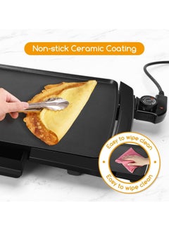 Generic Electric Griddle With Flat Non-Stick Cooking Surface Adjustable Thermostat Essential Indoor Grill For Instant Breakfast Pancakes Burgers Eggs  - Image 4