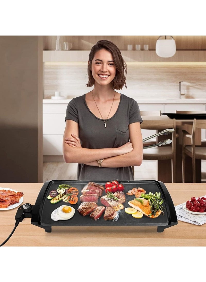 Generic Electric Griddle With Flat Non-Stick Cooking Surface Adjustable Thermostat Essential Indoor Grill For Instant Breakfast Pancakes Burgers Eggs  - Image 3