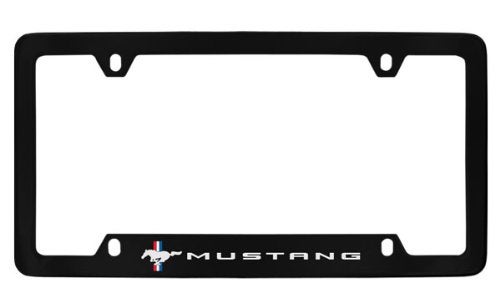 Ford Mustang Pony Black Coated Metal Bottom Engraved License Plate Frame Holder - Image 2