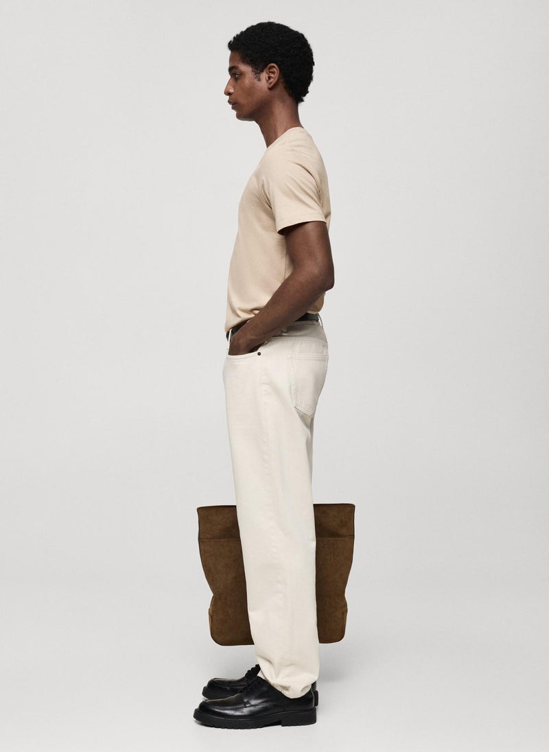 Mango Man Casual Slim Fit V-Neck T-Shirt  - Image 3