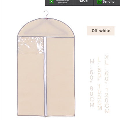 Breathable Fur Coat Dust Cover Storage Bag Beige White 