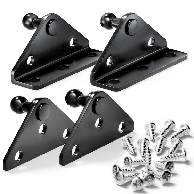 Vepagoo 10mm Ball Stud Mounting Bracket Gas Struts Lift Support Bracket Ball Stud2pcs LType 2pcs FlatType and 16pcs Screws Only Fits 10mm Ball Head Black
