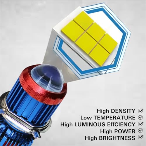 OBEROI'S TRADERS Super Bright H4 Fitting Cyt Led Headlight Bulb | Dual Color | High And Low Beam | Lens Projector Headlamp Bulb With Cooling Fan For All Bikes & Scooters - Image 3